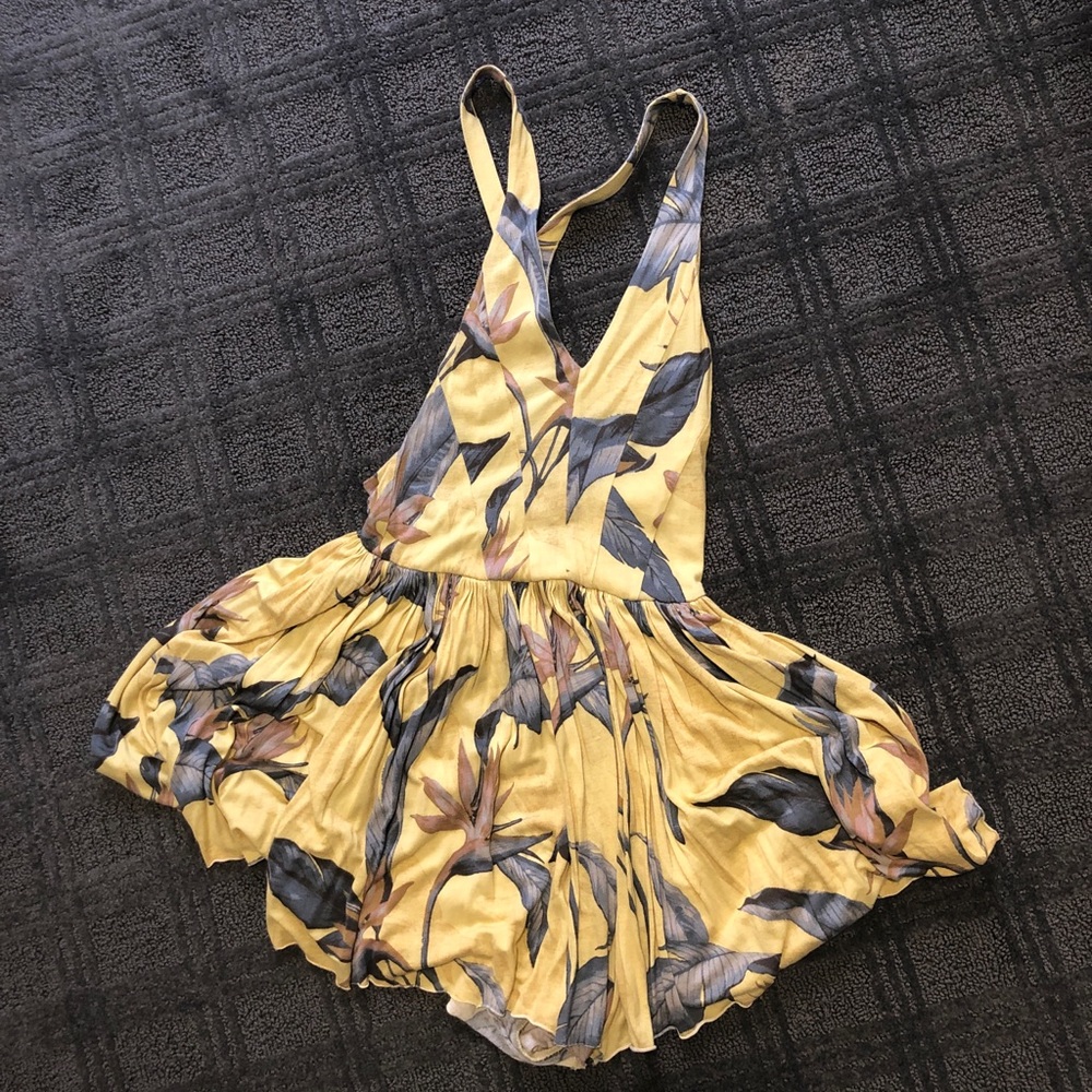 Urban outfitters yellow floral romper